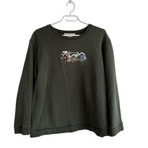 Vtg Northern Reflections Sweater Winter Cabin Crewneck Cozy Cottagecore Pullover